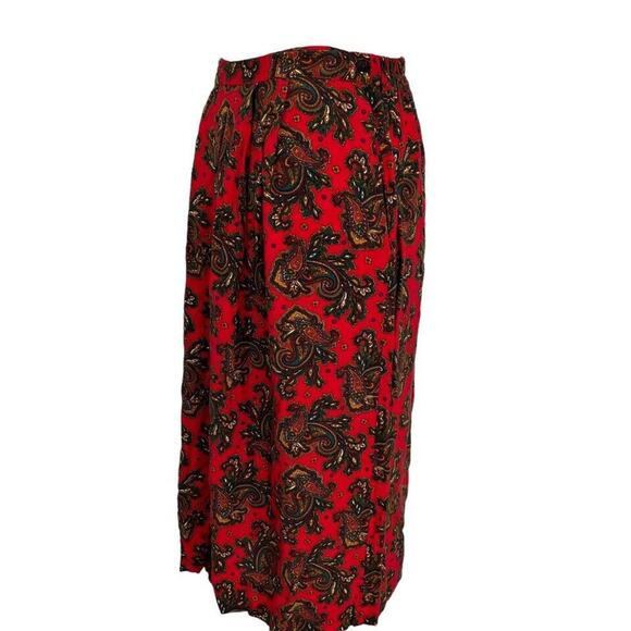 Vintage 1980s Dimanche Soft Red Paisley Skirt pockets M - Picture 3 of 9